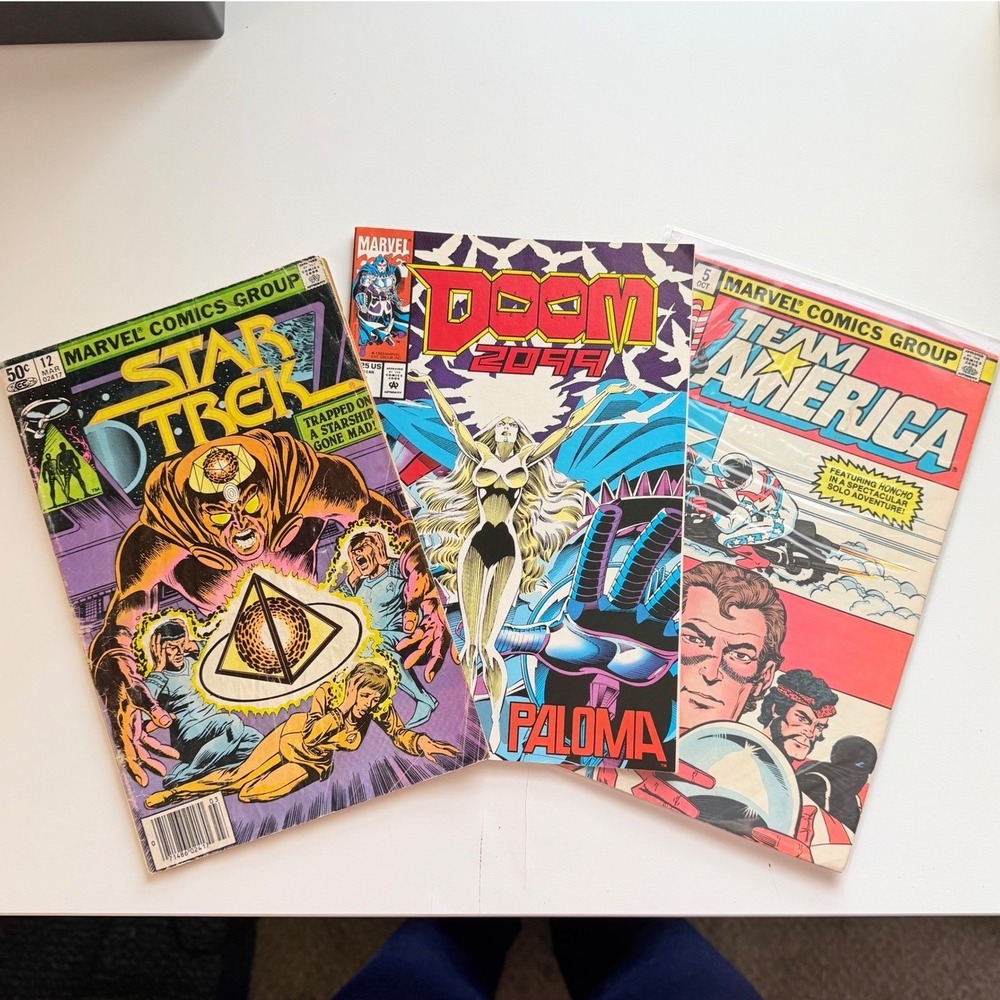 Lot of 3 MARVEL Comic Books 1980s Captain America Star Trek Doom 2099 Vintage